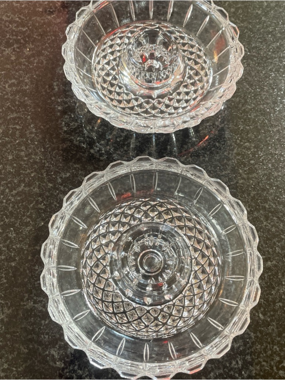 Clear Pressed Glass candle holders - Set of 2